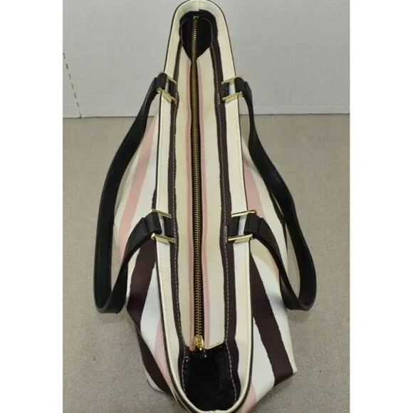 Kate Spade Women Grant Street Jules Grainy Striped Vinyl Shoulder Bag Beach Tote - Picture 9 of 16